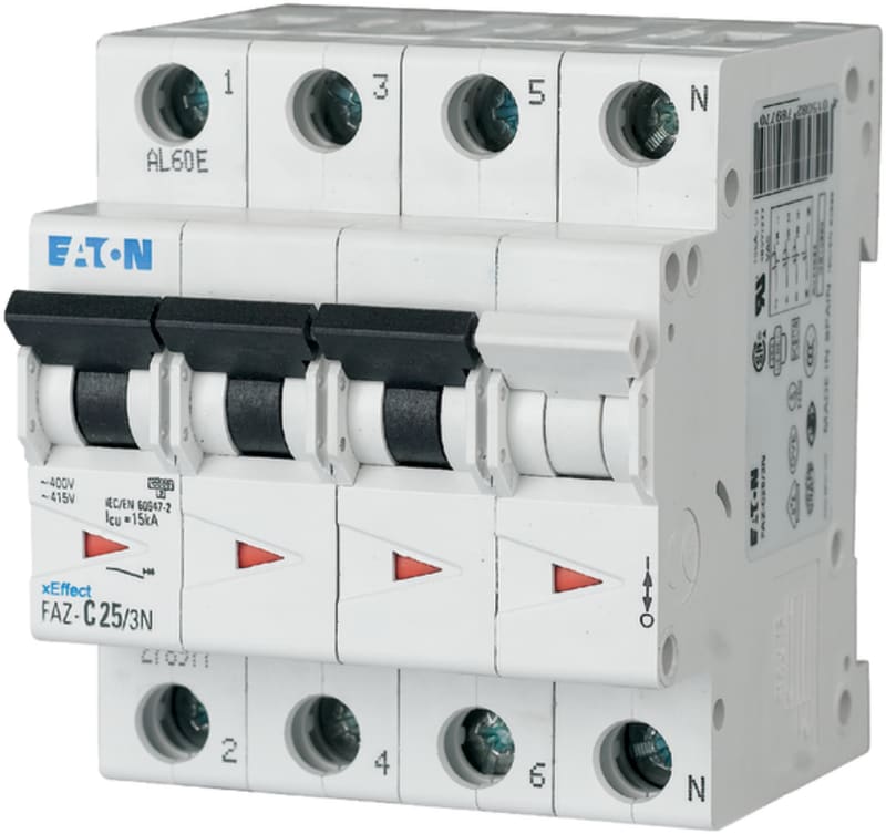 Eaton FAZ-K8/3N Miniature Circuit Breaker — 3P+N, Type K, 8 A, 15 kA