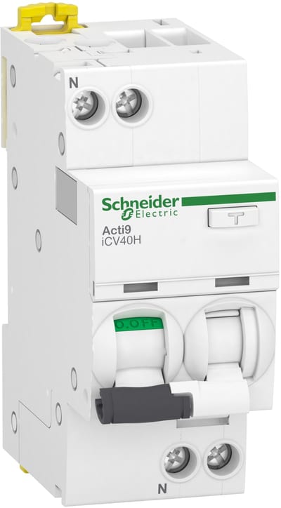 Schneider Electric Residual current breaker with overcurrent protection (RCBO), ACTI9 ICV40H, 1P+N, 16A, C curve, 10000A, A type, 30MA A9DC4616