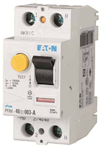 Eaton xPole PFIM Residual Current Circuit Breaker (RCCB) — Type A, 2-Pole, 25 A, 30 mA, Instantaneous