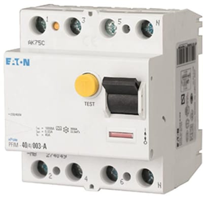 Eaton xPole PFIM Residual Current Circuit Breaker (RCCB) — Type A, 4-Pole, 40 A, 30 mA, Short-Time Delayed