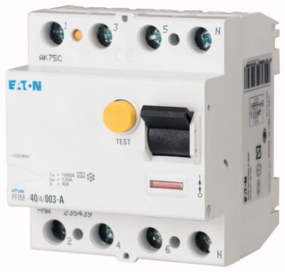 Eaton xPole PFIM Residual Current Circuit Breaker (RCCB) — Type A, 4-Pole, 40 A, 30 mA, Instantaneous