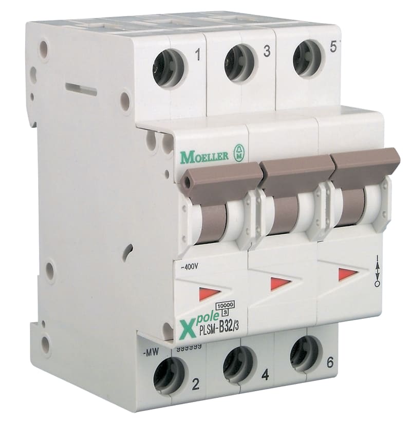 Eaton PLSM-OV40/3 Miniature Circuit Breaker — 3P, OV, 40 A, 10 kA