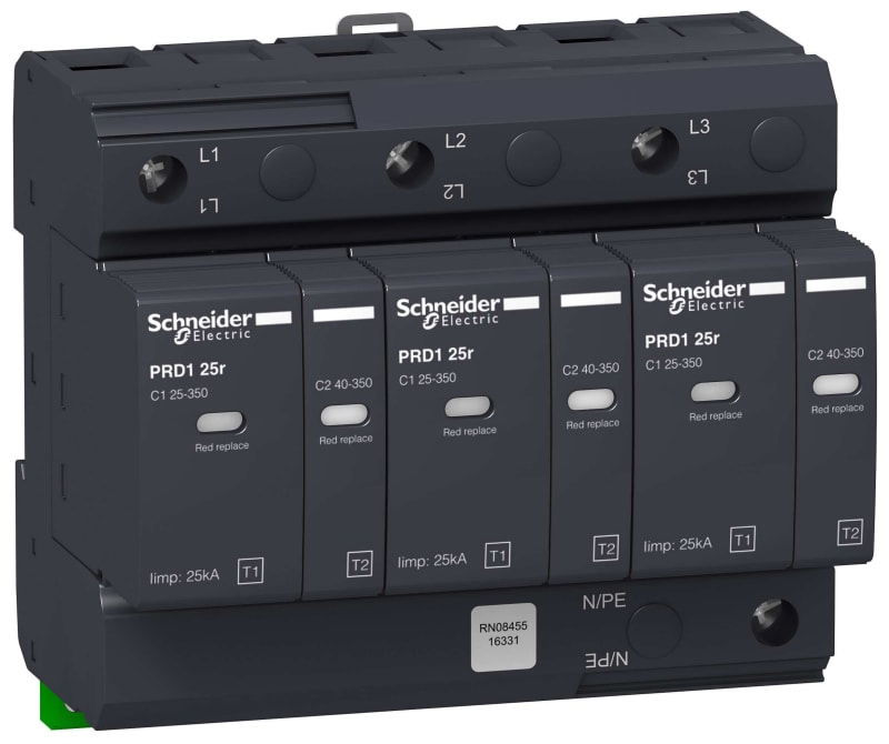 Schneider Electric PRD1 25R modular surge arrester - 3 poles - 350V - with remote transfer 16331