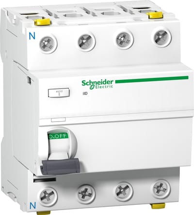 Schneider Electric Residual current circuit breaker (RCCB), ACTI9 iID, 4P, 100A, A-SI type, 100MA, double terminal A9Z32491