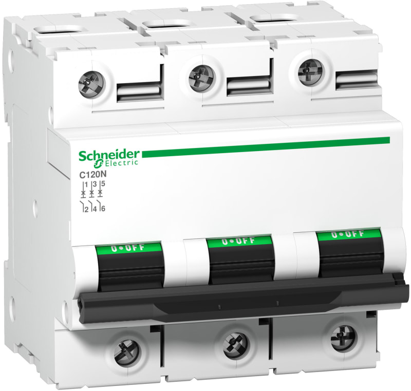Schneider Electric Miniature circuit breaker (MCB), ACTI9 C120N, 3P, 80A, B curve, 10000A (IEC/EN 60898-1), 10KA (IEC/EN 60947-2) A9N18349