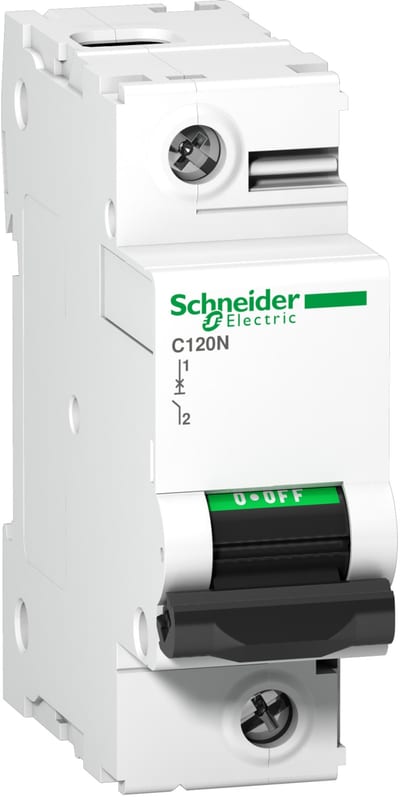 Schneider Electric Miniature circuit breaker (MCB), ACTI9 C120N, 1P, 125A, C curve, 10000A (IEC/EN 60898-1), 10KA (IEC/EN 60947-2) A9N18359