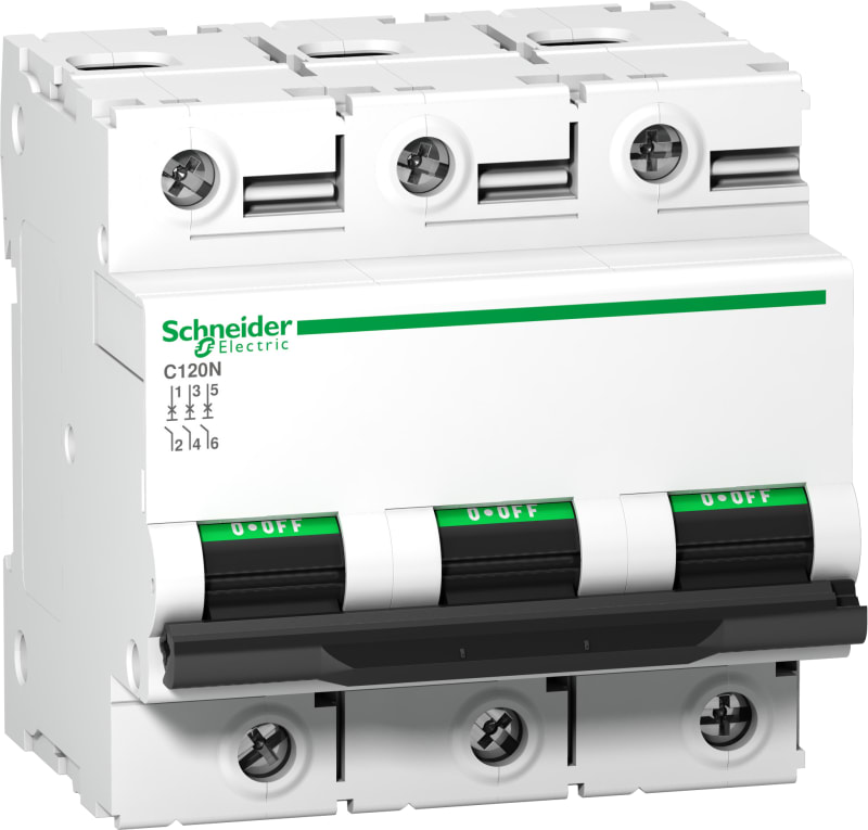 Schneider Electric Miniature circuit breaker (MCB), ACTI9 C120N, 3P, 80A, C curve, 10000A (IEC/EN 60898-1), 10KA (IEC/EN 60947-2) A9N18365