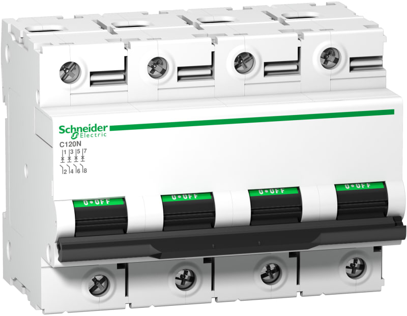 Schneider Electric Miniature circuit breaker (MCB), ACTI9 C120N, 4P, 80A, C curve, 10000A (IEC/EN 60898-1), 10KA (IEC/EN 60947-2) A9N18372