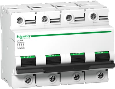 Schneider Electric Miniature circuit breaker (MCB), ACTI9 C120N, 4P, 80A, C curve, 10000A (IEC/EN 60898-1), 10KA (IEC/EN 60947-2) A9N18372