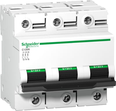 Schneider Electric Miniature circuit breaker (MCB), ACTI9 C120N, 3P, 80A, D curve, 10000A (IEC/EN 60898-1), 10KA (IEC/EN 60947-2) A9N18387