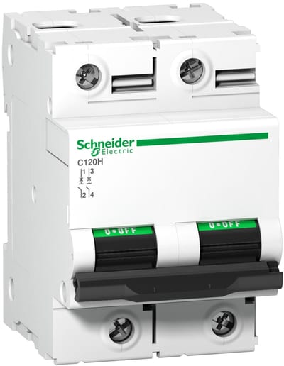 Schneider Electric Miniature circuit-breaker, ACTI9 C120H, 2P, 80 A, B curve, 15000 A (IEC 60898-1), 15 kA (IEC 60947-2) A9N18413