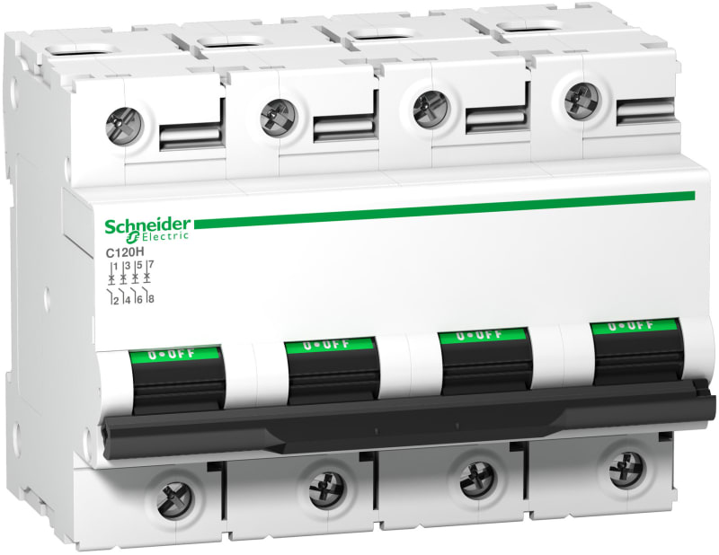 Schneider Electric Miniature circuit-breaker, ACTI9 C120H, 4P, 125 A, B curve, 15000 A (IEC 60898-1), 15 kA (IEC 60947-2) A9N18437