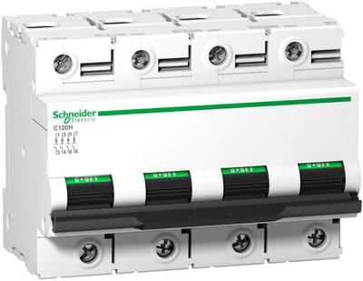 Schneider Electric Miniature circuit breaker (MCB), ACTI9 C120H, 4P, 80A, C curve, 15000A (IEC/EN 60898-1), 15KA (IEC/EN 60947-2) A9N18479