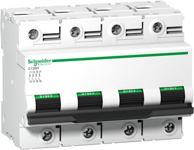 Schneider Electric Miniature circuit breaker (MCB), ACTI9 C120H, 4P, 100A, C curve, 15000A (IEC/EN 60898-1), 15KA (IEC/EN 60947-2) A9N18480