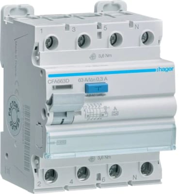 Residual current circuit breaker 10KA 4X63A 300MA A