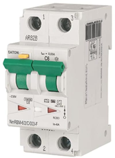 Residual current circuit breaker with overcurrent 6A C Type-F