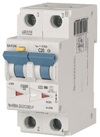 Residual current circuit breaker with overcurrent 20A C Type-F