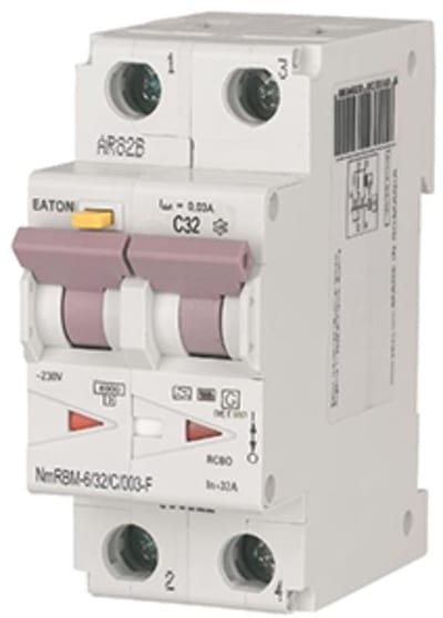 Residual current circuit breaker with overcurrent 32A C Type-F