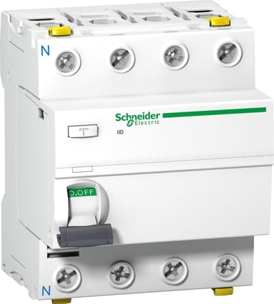Schneider Electric Residual current circuit breaker (RCCB), ACTI9 iID, 4P, 40A, A type, 30MA, double terminal A9Z21440