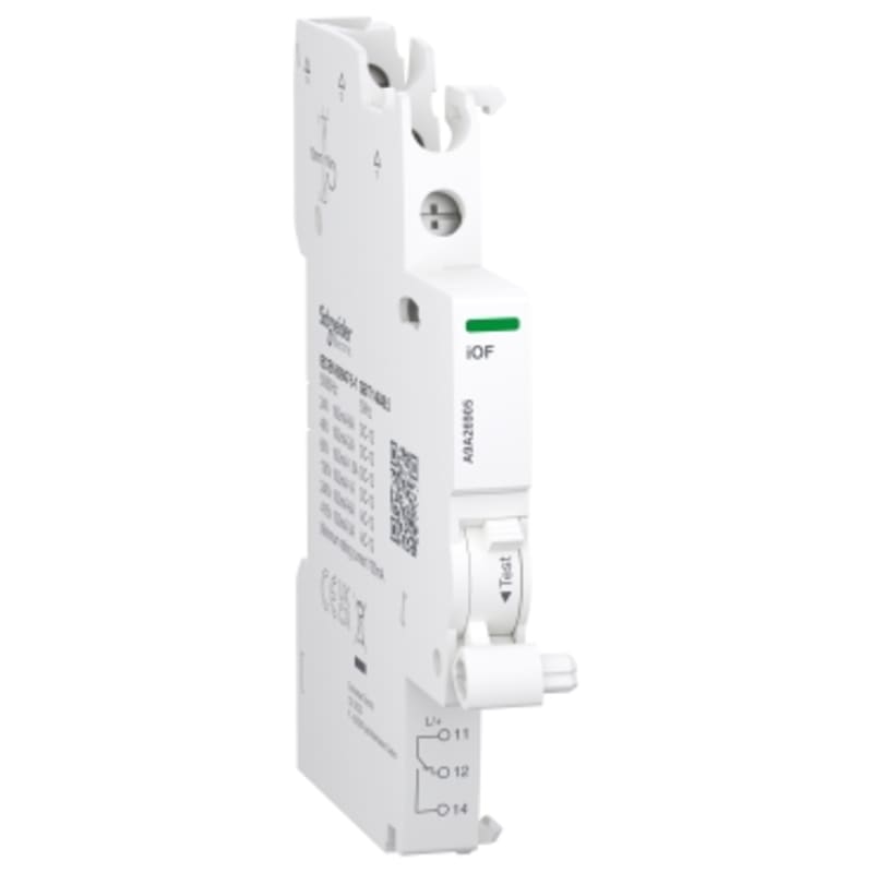 Schneider Electric Auxiliary contact, ACTI9 A9A, iOF, 1 C/O, 100MA to 6A, 24VAC to 415VAC, 24VDC to 130VDC, top connection A9A26905