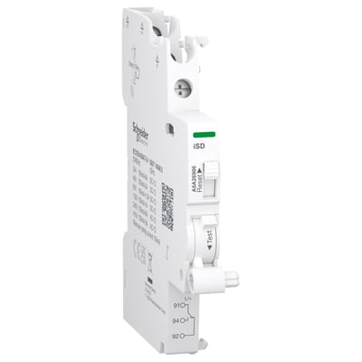 Schneider Electric Auxiliary contact, ACTI9 A9A, iSD, 1 C/O, 100MA to 6A, 24VAC to 415VAC, 24VDC to 130VDC, top connection A9A26906