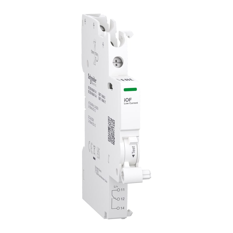 Schneider Electric Auxiliary contact, ACTI9 A9A, iOF, 1 C/O, 2MA to 100MA, 24VAC to 250VAC, 24VDC to 220VDC, top connection A9A26915