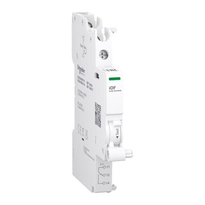 Schneider Electric Auxiliary contact, ACTI9 A9A, iOF, 1 C/O, 2MA to 100MA, 24VAC to 250VAC, 24VDC to 220VDC, top connection A9A26915