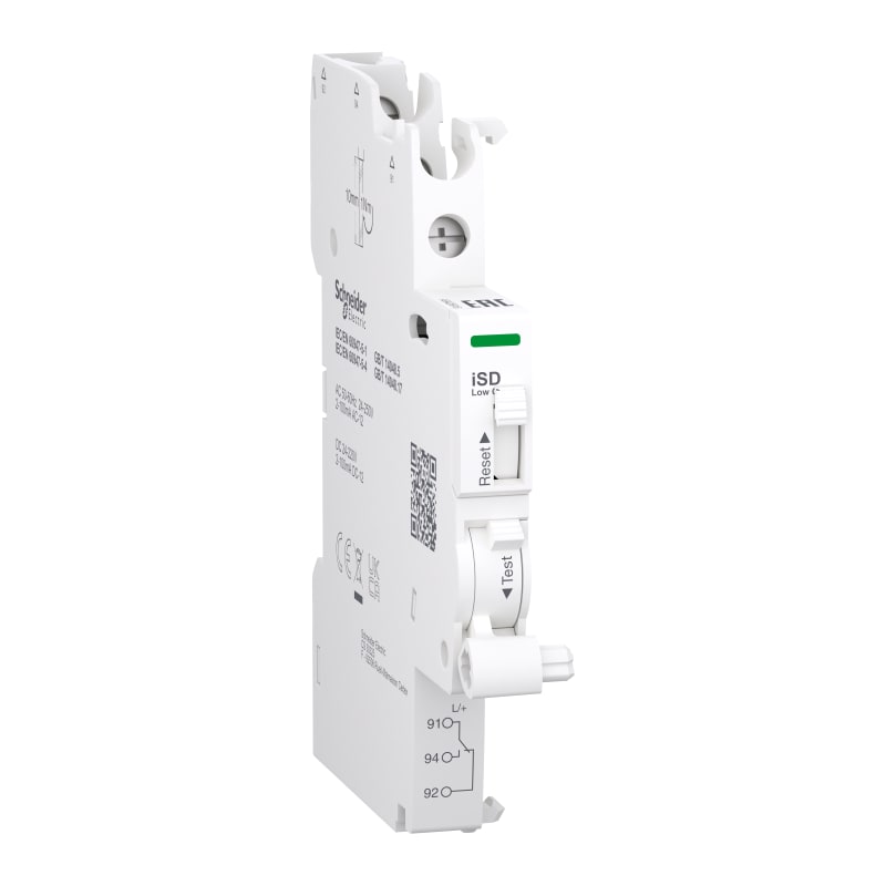 Schneider Electric Auxiliary contact, ACTI9 A9A, iSD, 1 C/O, 2MA to 100MA, 24VAC to 250VAC, 24VDC to 220VDC, top connection A9A26916