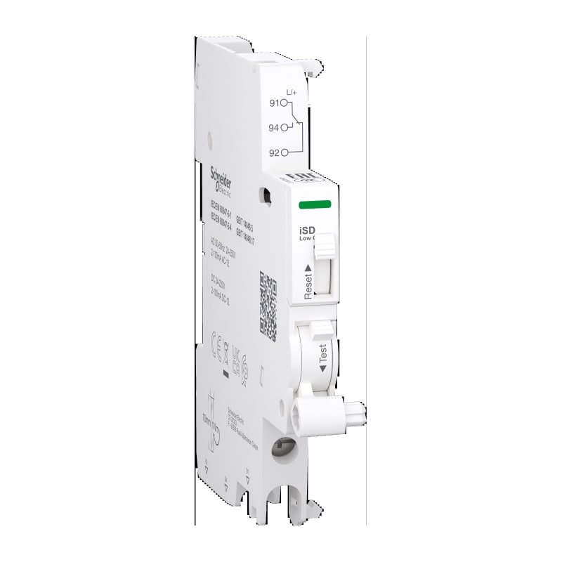Schneider Electric A9A26917 Auxiliary contact, ACTI9 A9A, iSD, 1 C/O, 2MA to 100MA, 24VAC to 250VAC, 24VDC to 220VDC, bottom connection