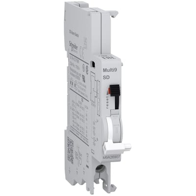 Schneider Electric Auxiliary contact, MULTI9 M9A, SD, 1 C/O, 100MA to 6A, 24VAC to 415VAC, 24VDC to 130VDC, bottom connection M9A26907