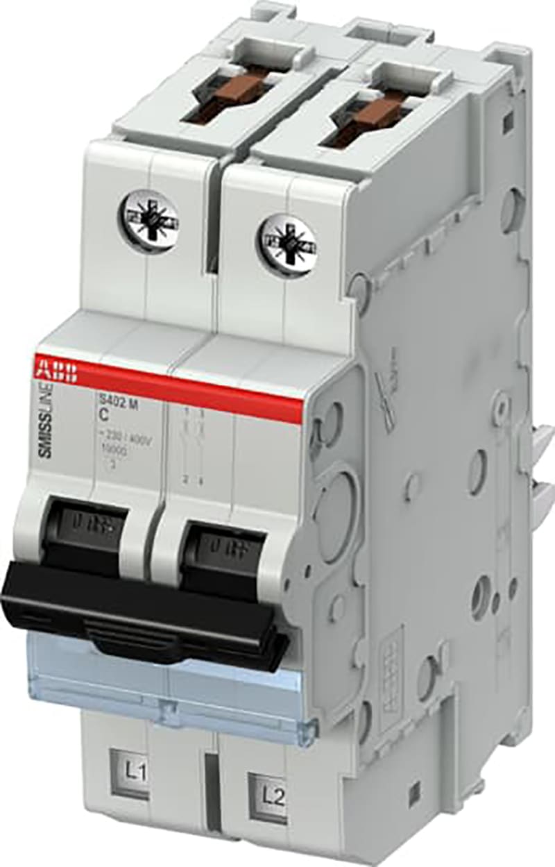 ABB S402-C10 Miniature Circuit Breaker — 2P, Type C, 10 A, 10 kA 2CCS572001R0104