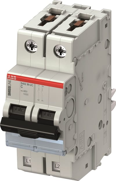 ABB S402-C0 Miniature Circuit Breaker — 2P, Type C, 0 A, 10 kA 2CCS562001R1984