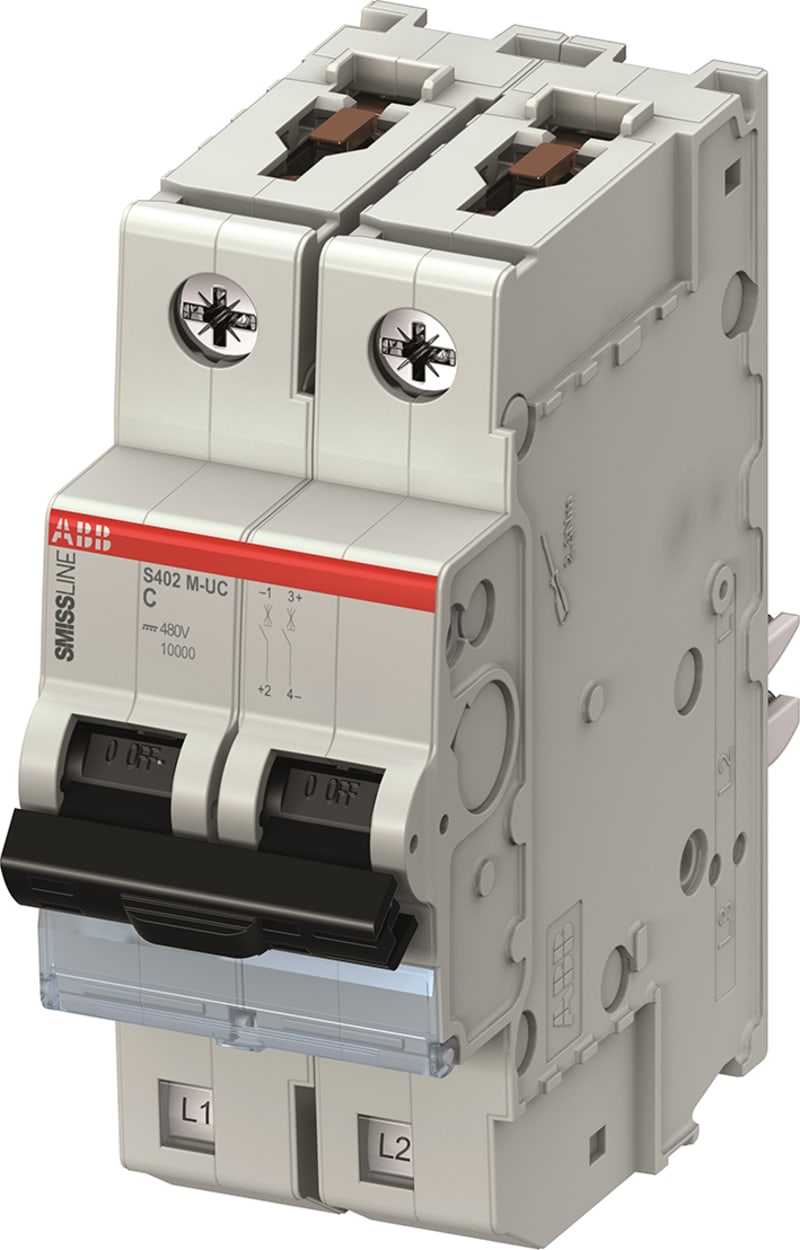 ABB S402-C10 Miniature Circuit Breaker — 2P, Type C, 10 A, 10 kA 2CCS572001R1104