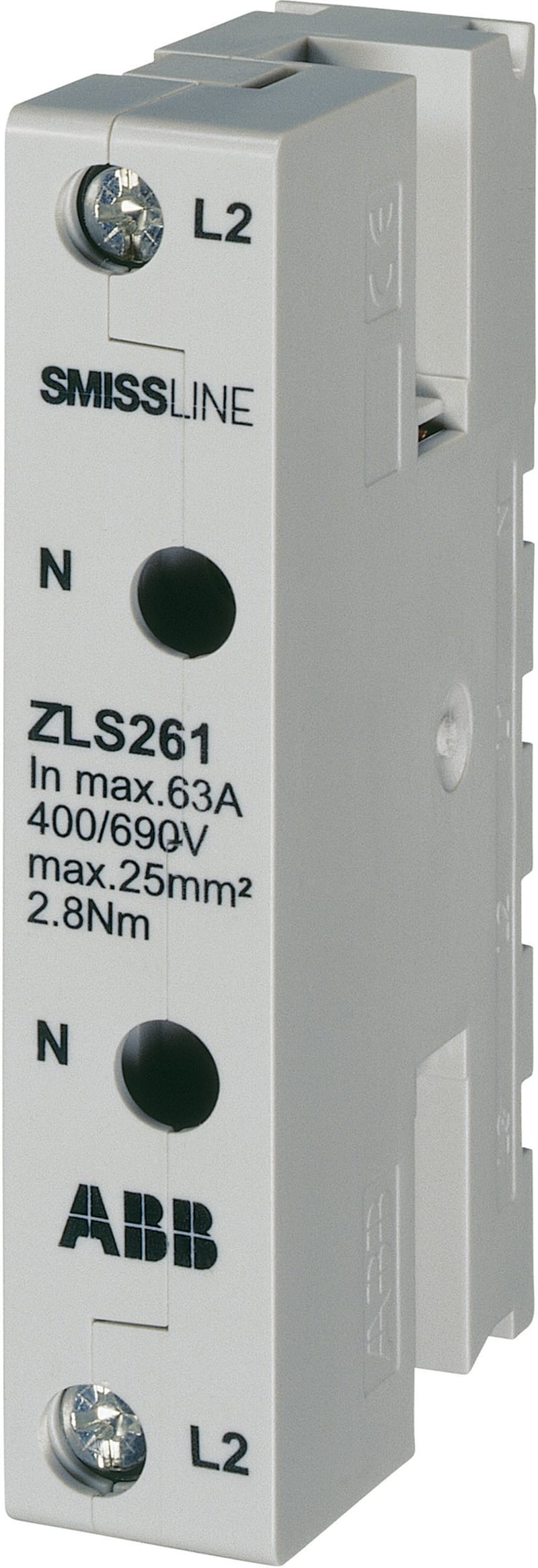 ABB the ZLS261 is an Incoming terminal block with L1, N, 63 A 2CCA205306R0001