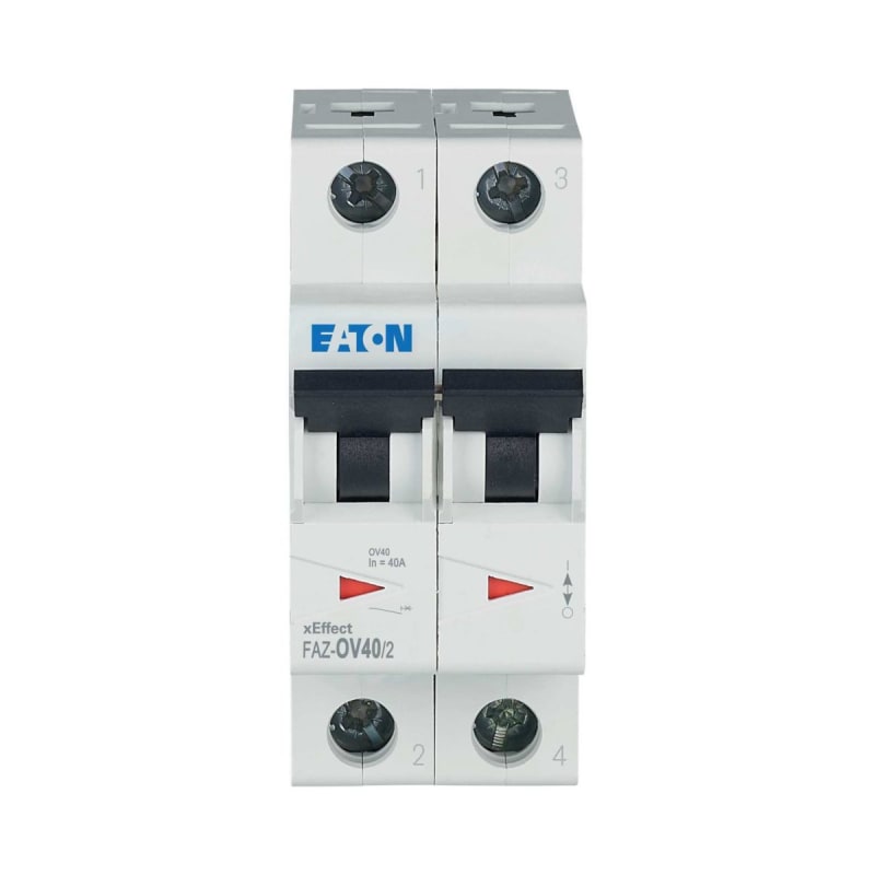 Eaton FAZ-OV40/2 Miniature Circuit Breaker — 2P, OV, 40 A, 15 kA