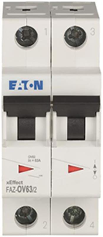 Eaton FAZ-OV63/2 Miniature Circuit Breaker — 2P, OV, 63 A, 15 kA