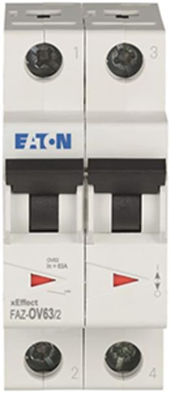Eaton FAZ-OV63/2 Miniature Circuit Breaker — 2P, OV, 63 A, 15 kA