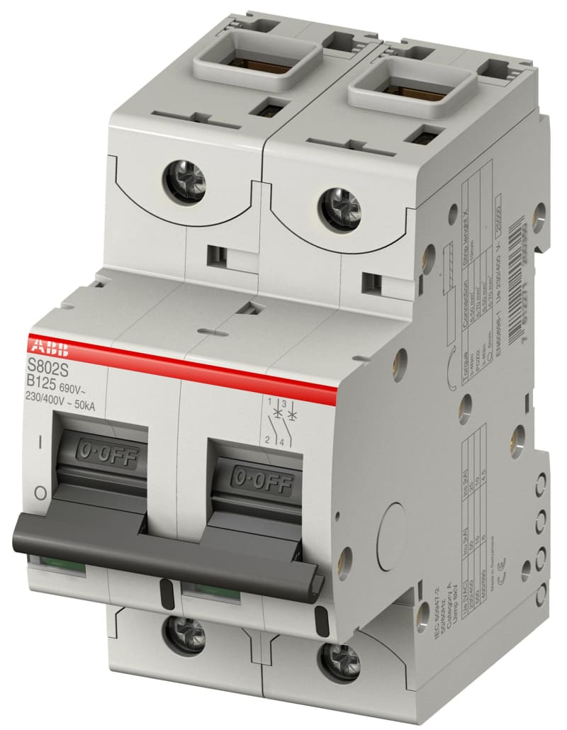 ABB S802S-B8 Miniature Circuit Breaker — 2P, Type B, 8 A, 50 kA