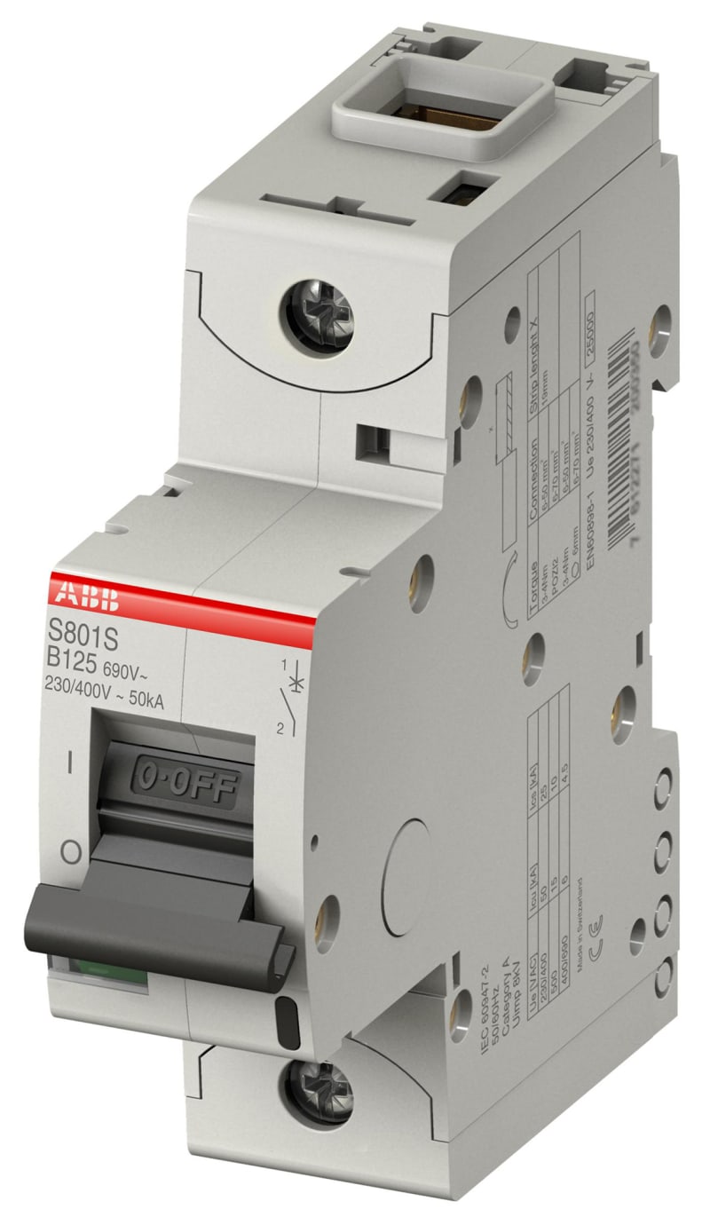 ABB S801S-D6 Miniature Circuit Breaker — 1P, Type D, 6 A, 50 kA