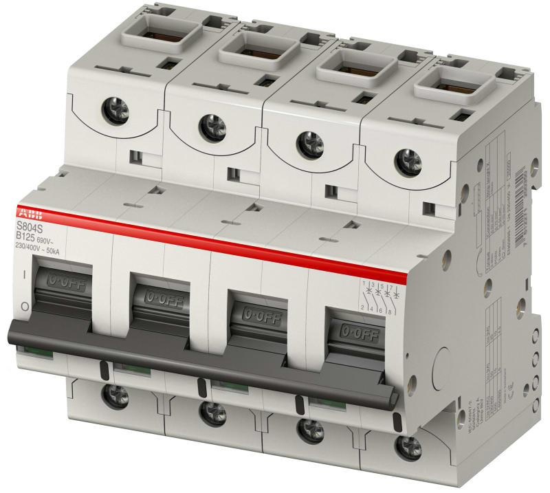 ABB S804S-D8 Miniature Circuit Breaker — 4P, Type D, 8 A, 50 kA