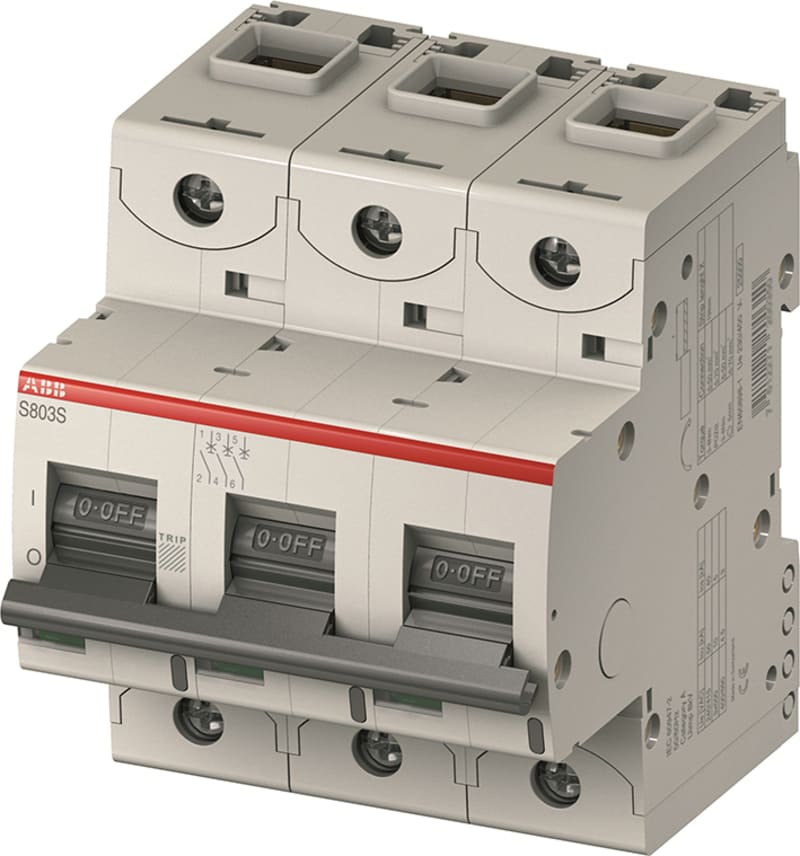 ABB S803S-K8 Miniature Circuit Breaker — 3P, Type K, 8 A, 50 kA