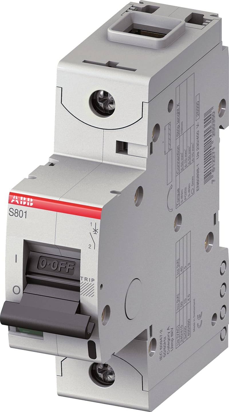 ABB S801S-K13 Miniature Circuit Breaker — 1P, Type K, 13 A, 50 kA