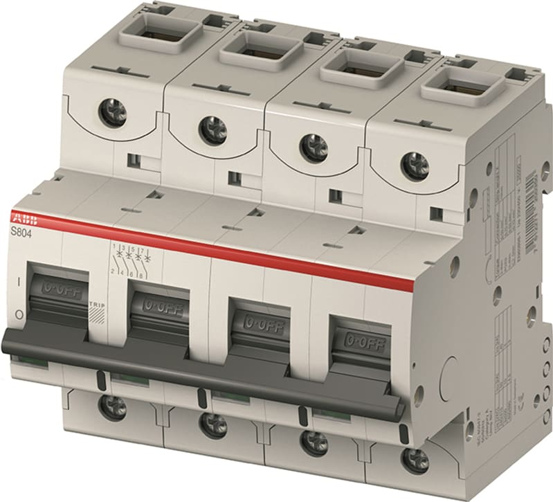 ABB S804S-K25 Miniature Circuit Breaker — 4P, Type K, 25 A, 50 kA