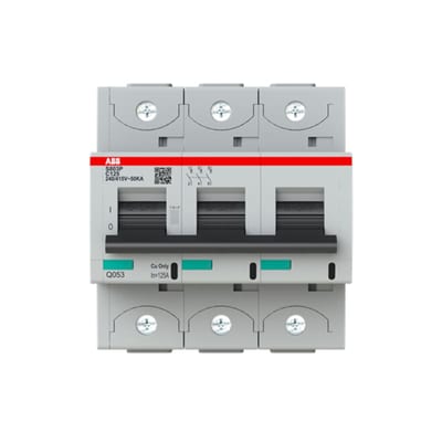 ABB S803P-C125 Miniature Circuit Breaker — 3P, Type C, 125 A, 50 kA