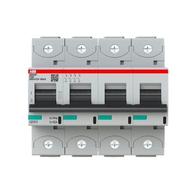 ABB S804P-C80 Miniature Circuit Breaker — 4P, Type C, 80 A, 50 kA