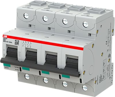 ABB S804P-D80 Miniature Circuit Breaker — 4P, Type D, 80 A, 50 kA