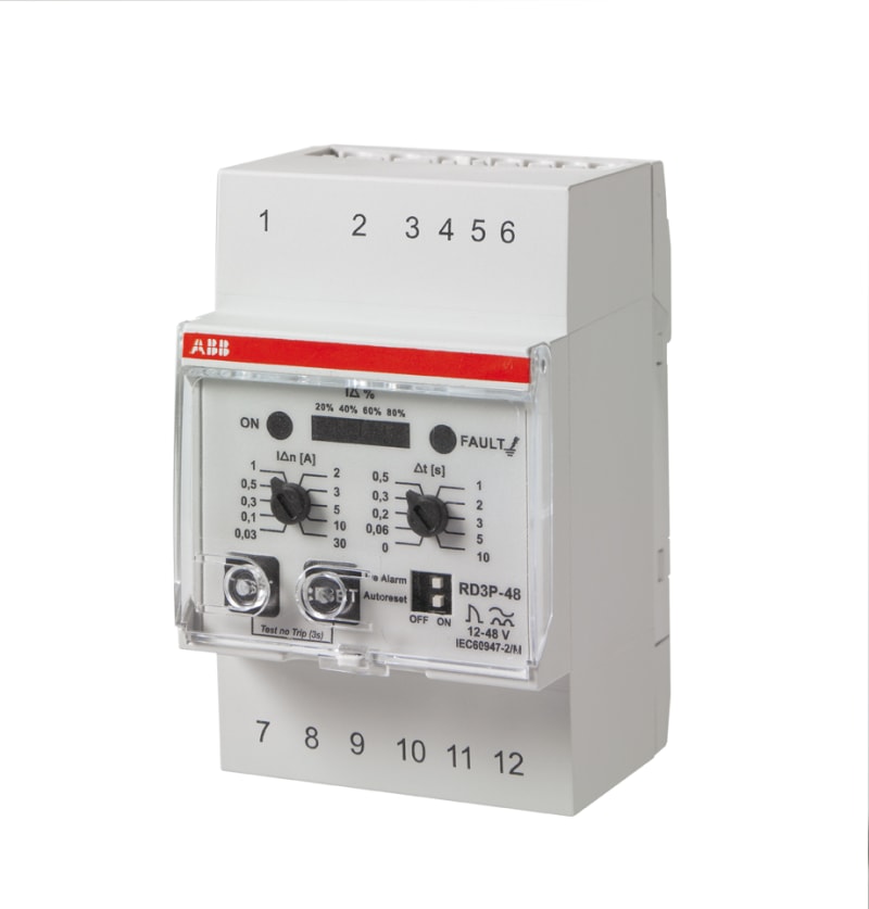 ABB RD3P-48 Residual Current Relay — Type A, 12 … 48 V AC/DC (2CSJ203001R0001)
