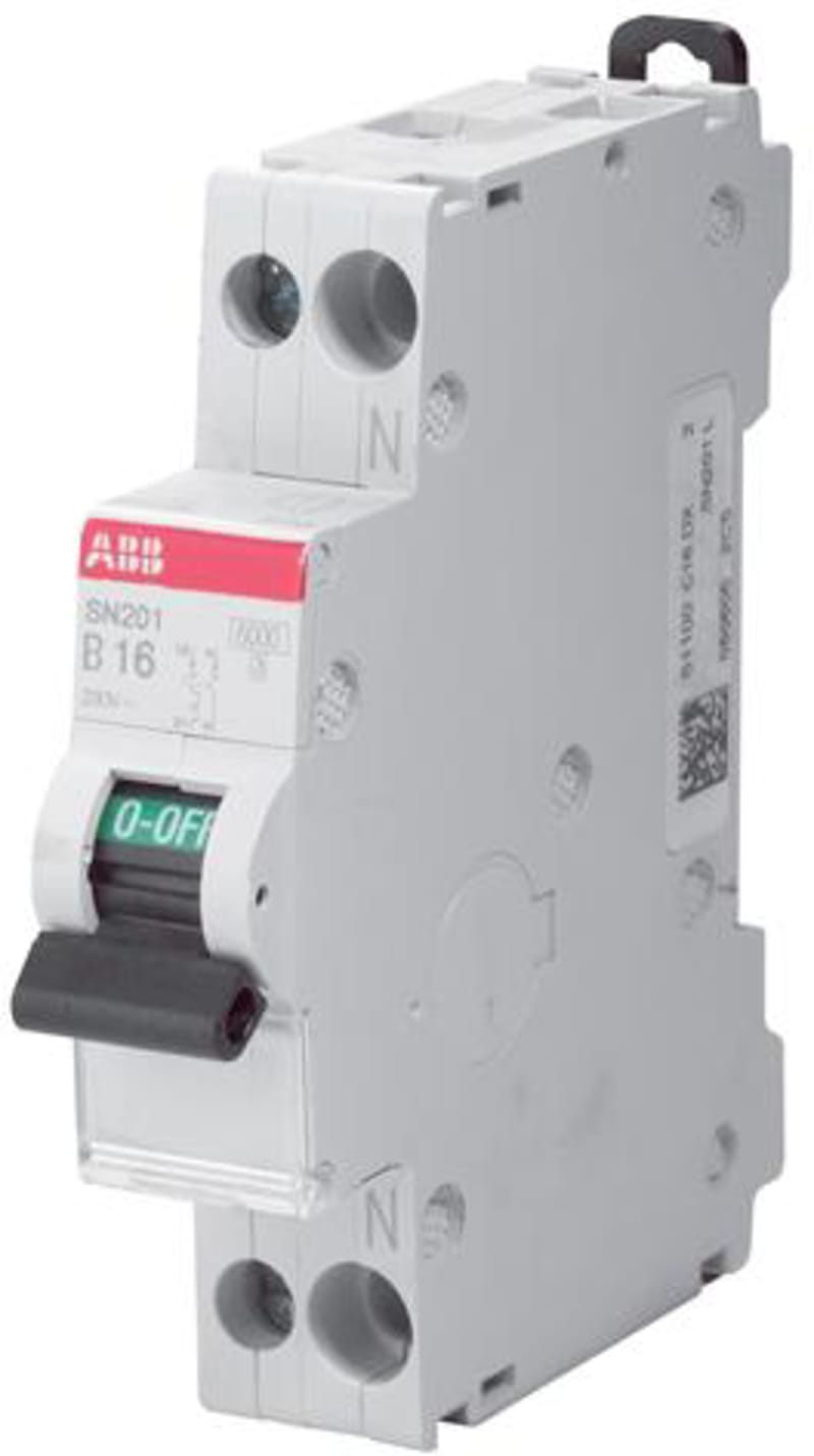 ABB SN201-B16 Miniature Circuit Breaker — 1P+N, Type B, 16 A, 6 kA