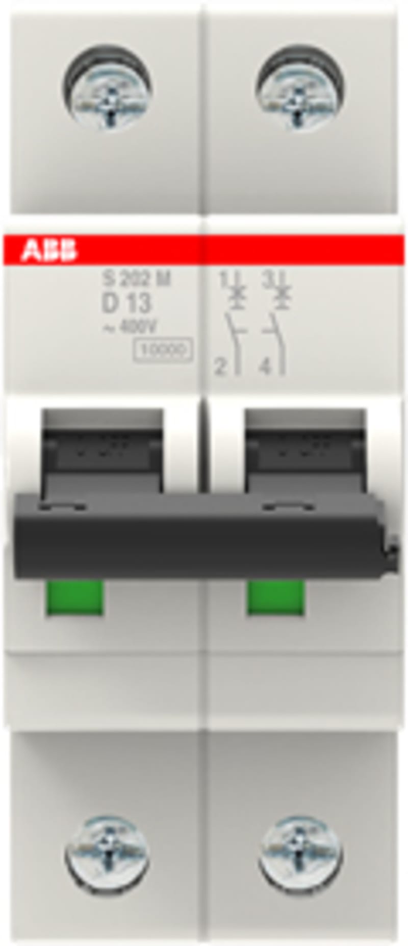 ABB S202M-D13 Miniature Circuit Breaker — 2P, Type D, 13 A, 10 kA