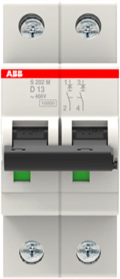 ABB S202M-D13 Miniature Circuit Breaker — 2P, Type D, 13 A, 10 kA